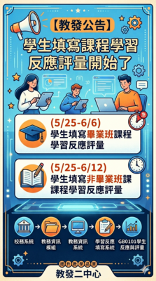 【教發公告】學生填寫課程學習反應評量開始了圖片